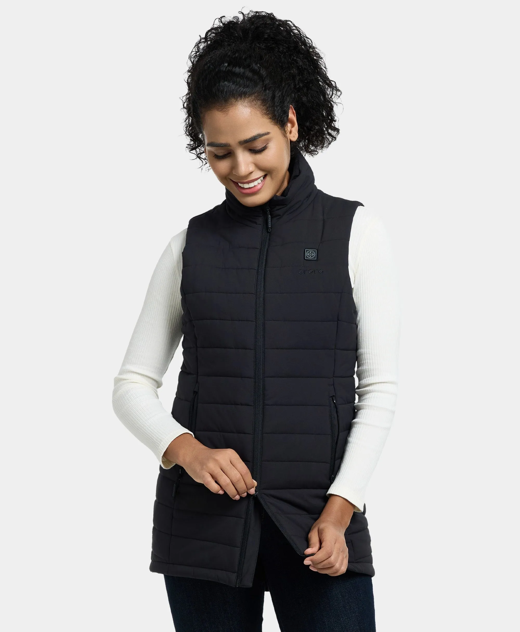 (Open-Box) "Tribeca" Women's Heated Long Puffer Vest (Battery Set Not Included)