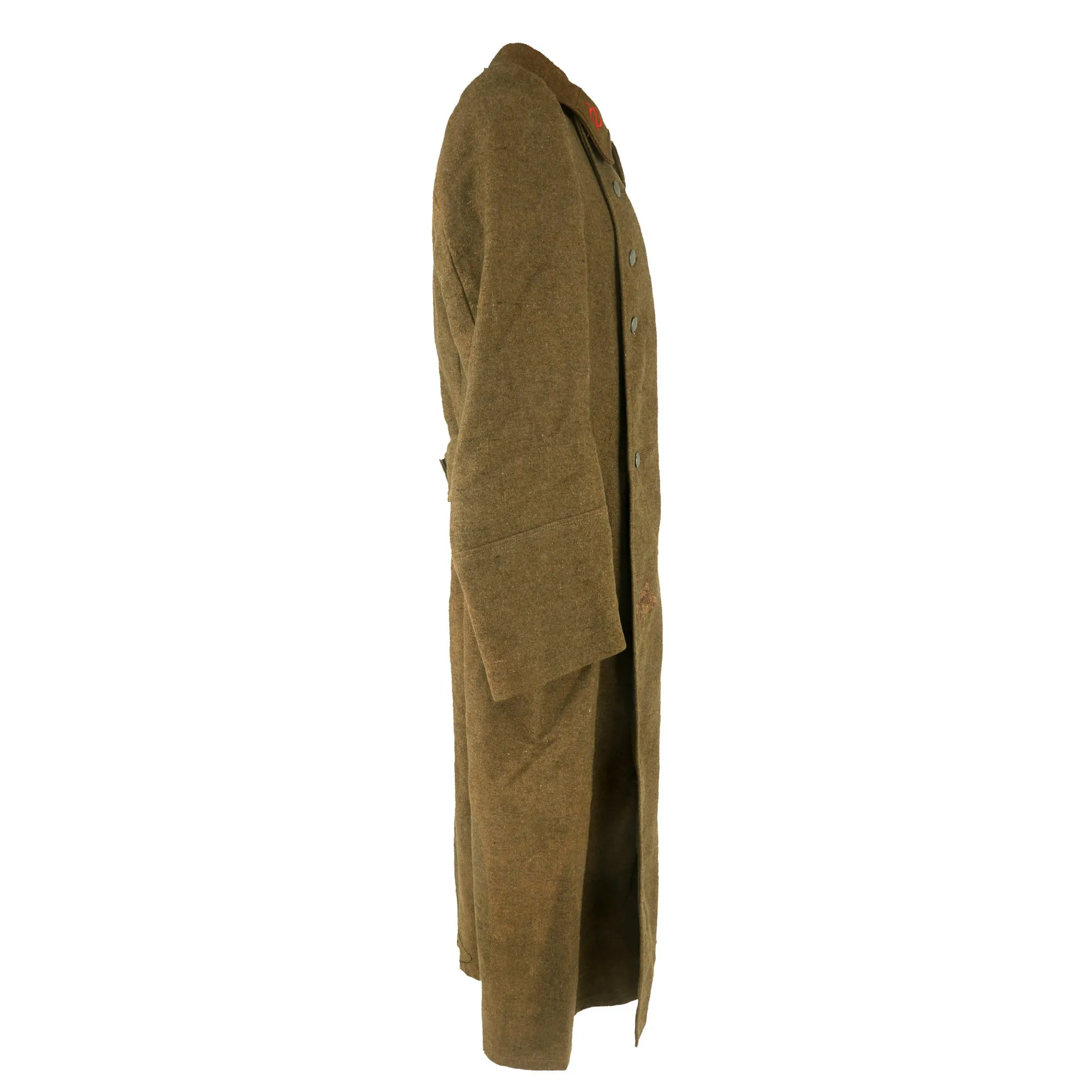 Original German WWII Organisation Todt Enlisted Personnel Earth Brown Greatcoat with Armband