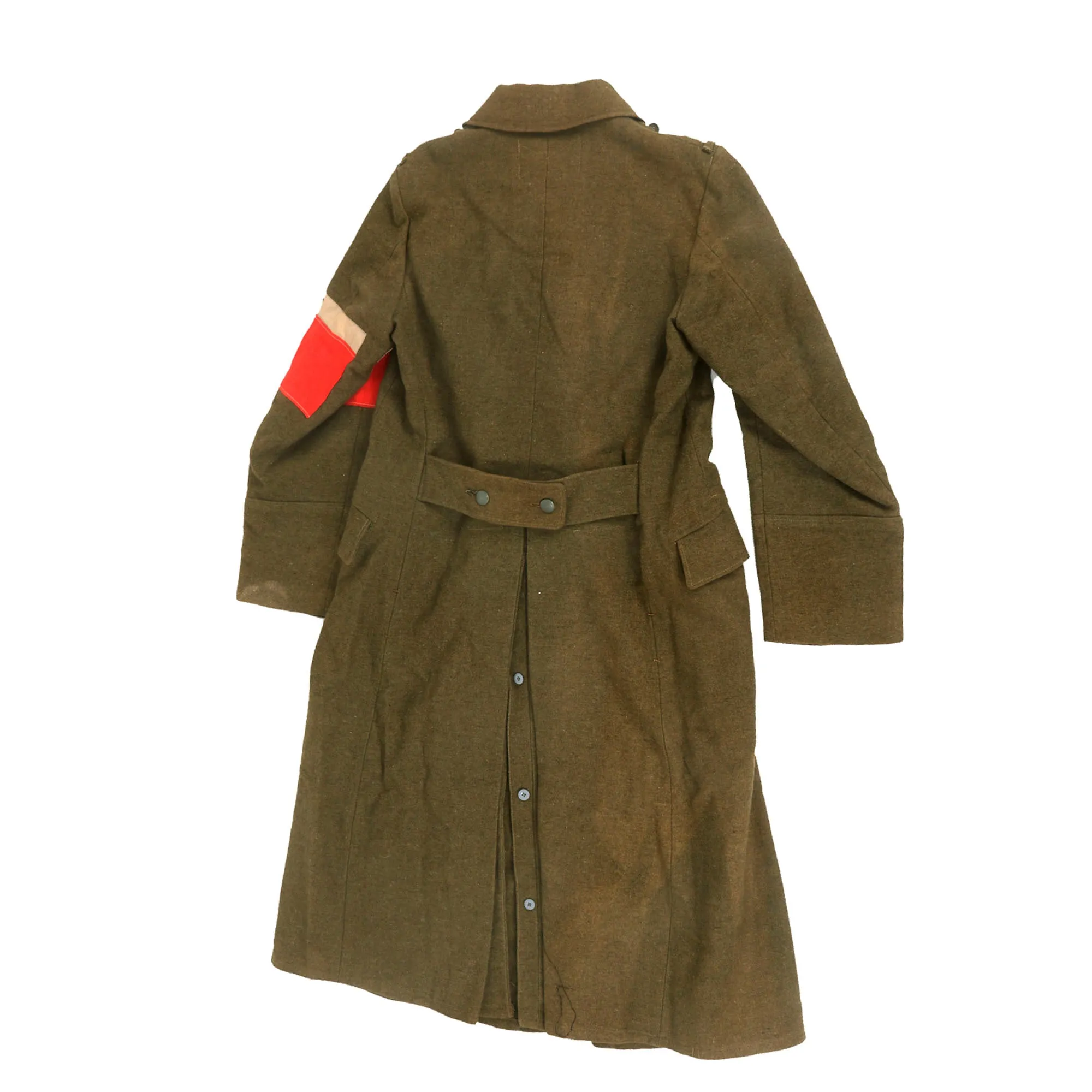 Original German WWII Organisation Todt Enlisted Personnel Earth Brown Greatcoat with Armband