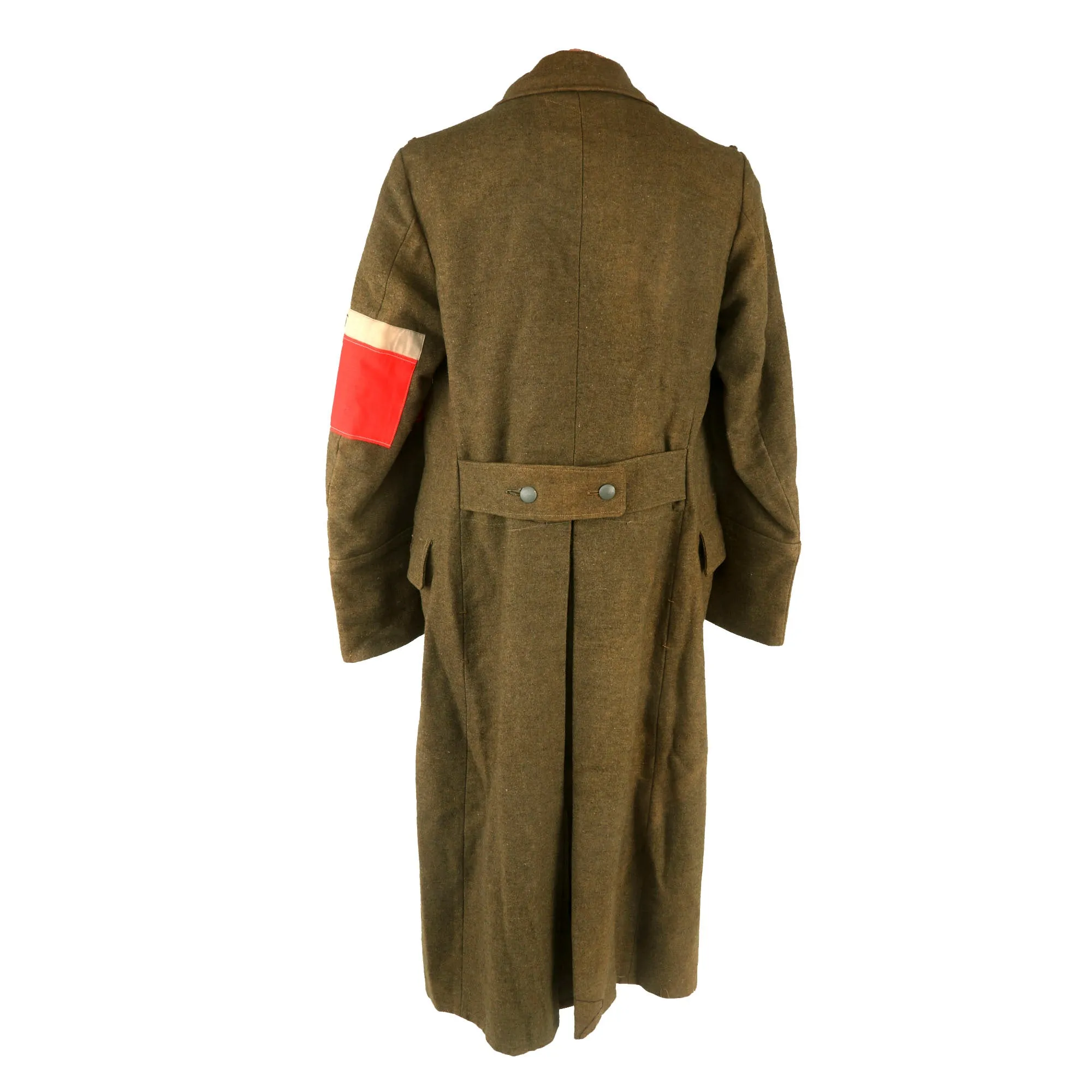 Original German WWII Organisation Todt Enlisted Personnel Earth Brown Greatcoat with Armband