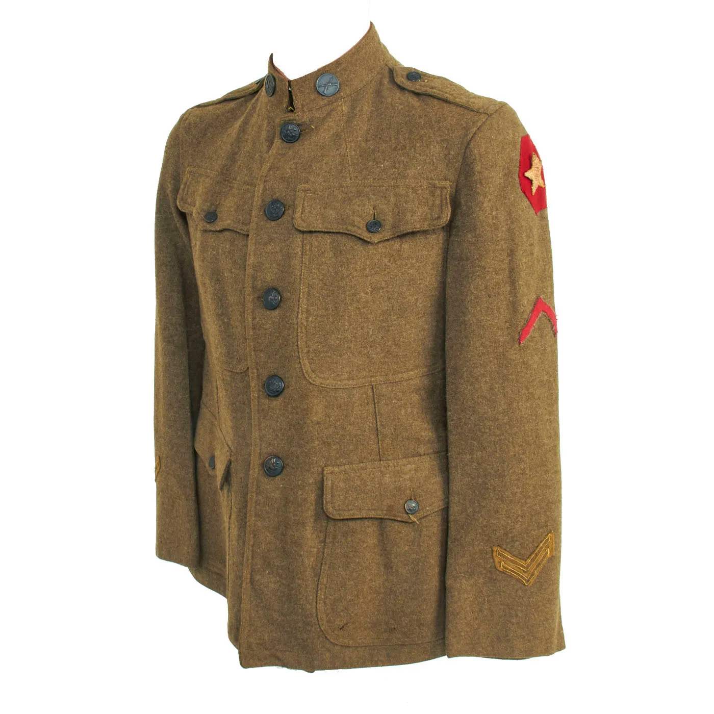 Original U.S. WWI 2nd Infantry Division 1st Battalion 9th Infantry Regiment Indian Head Service Coat