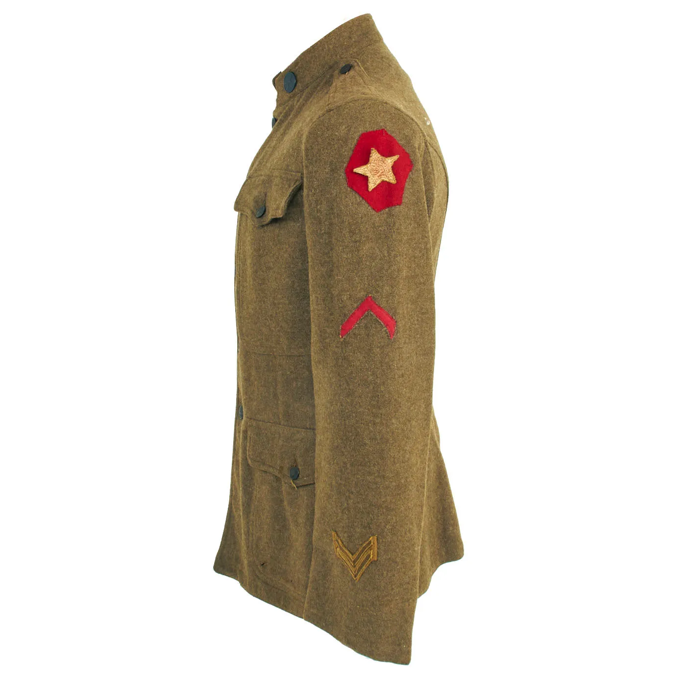 Original U.S. WWI 2nd Infantry Division 1st Battalion 9th Infantry Regiment Indian Head Service Coat