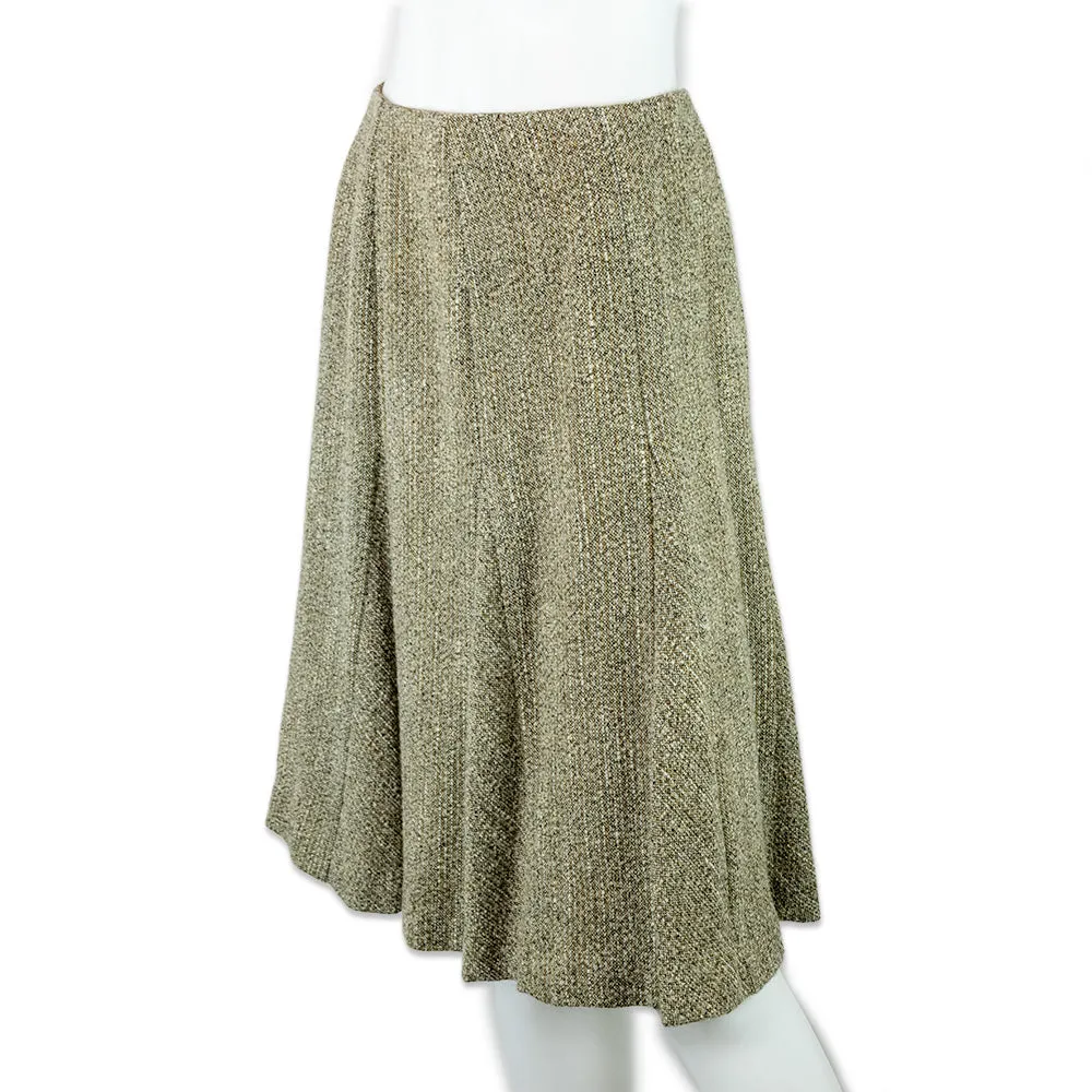 Oscar De La Renta Mid Rise Pleated Wool Midi Skirt