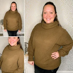 Oversized Turtle Neck Sweater Olive