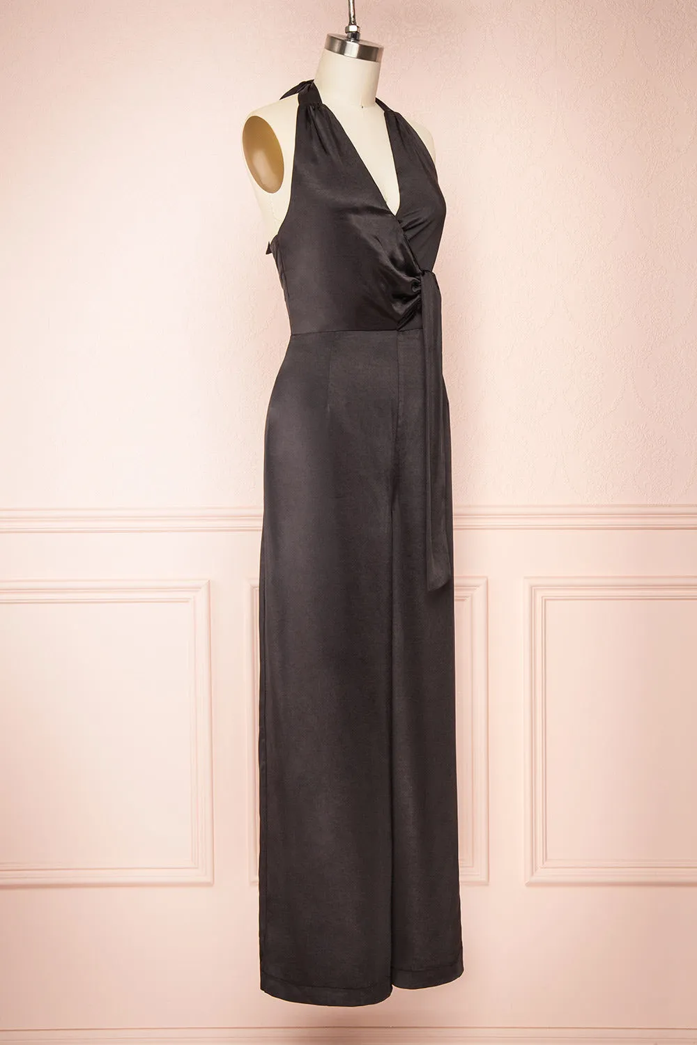 Paige Black | Sleeveless Satin Jumpsuit w/ Belt