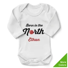 [Personalized] Endanzoo Organic Long Sleeve Baby Bodysuit - Born in the North Basketball