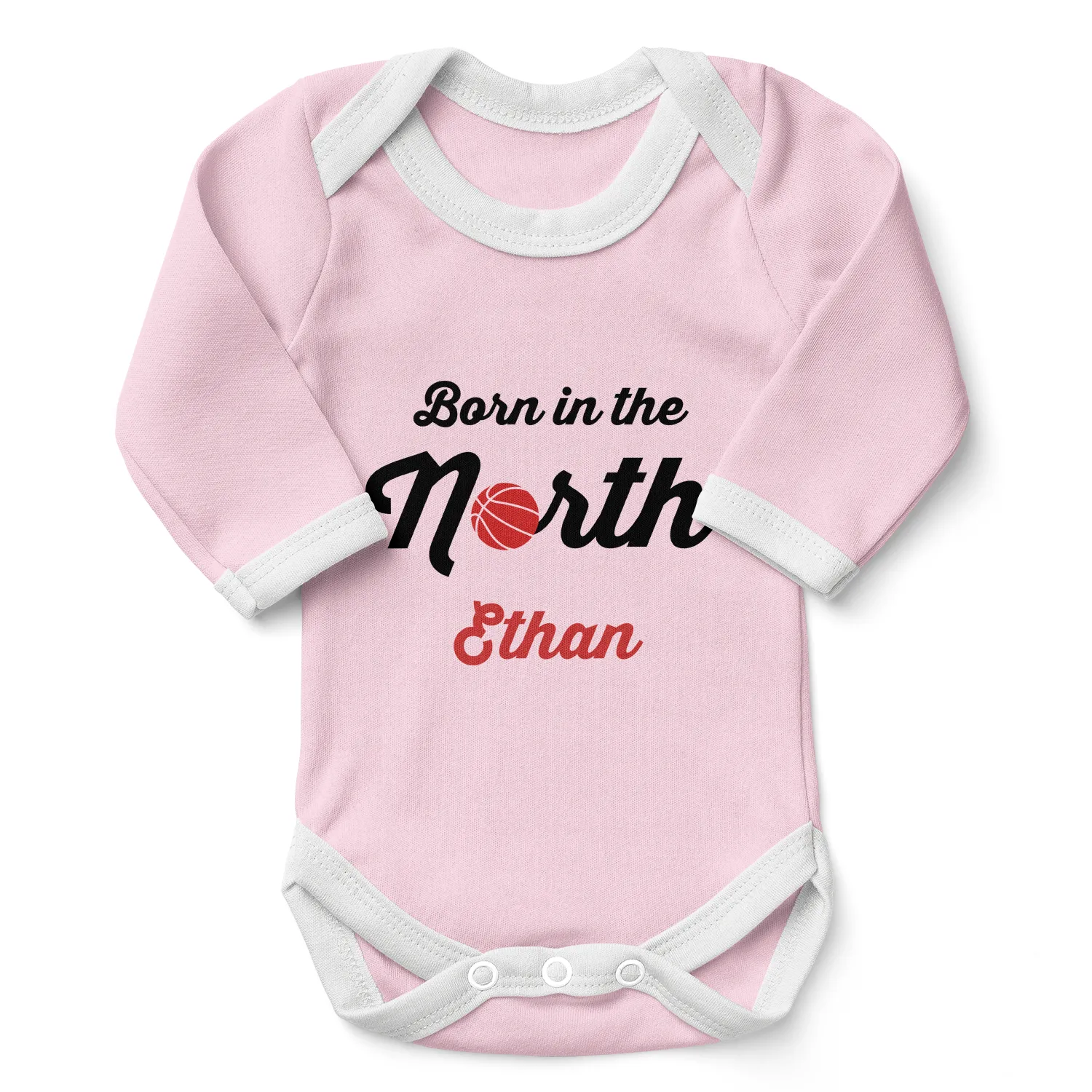 [Personalized] Endanzoo Organic Long Sleeve Baby Bodysuit - Born in the North Basketball