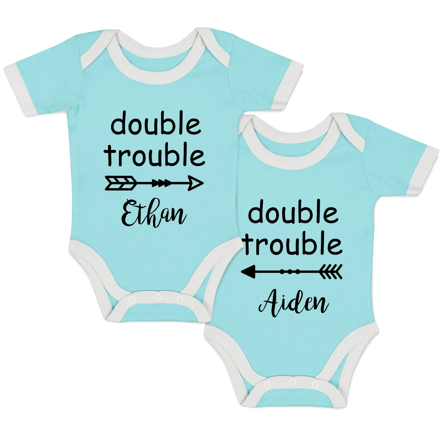 [Personalized] Endanzoo Twins Organic Baby Bodysuits - Double Trouble