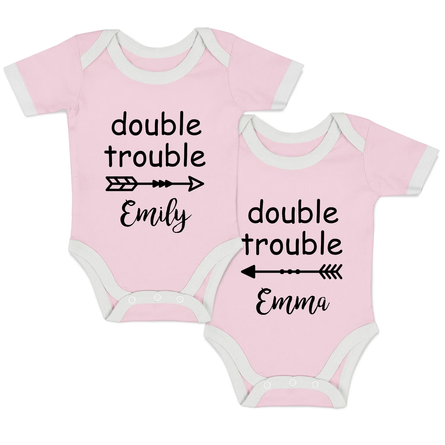 [Personalized] Endanzoo Twins Organic Baby Bodysuits - Double Trouble