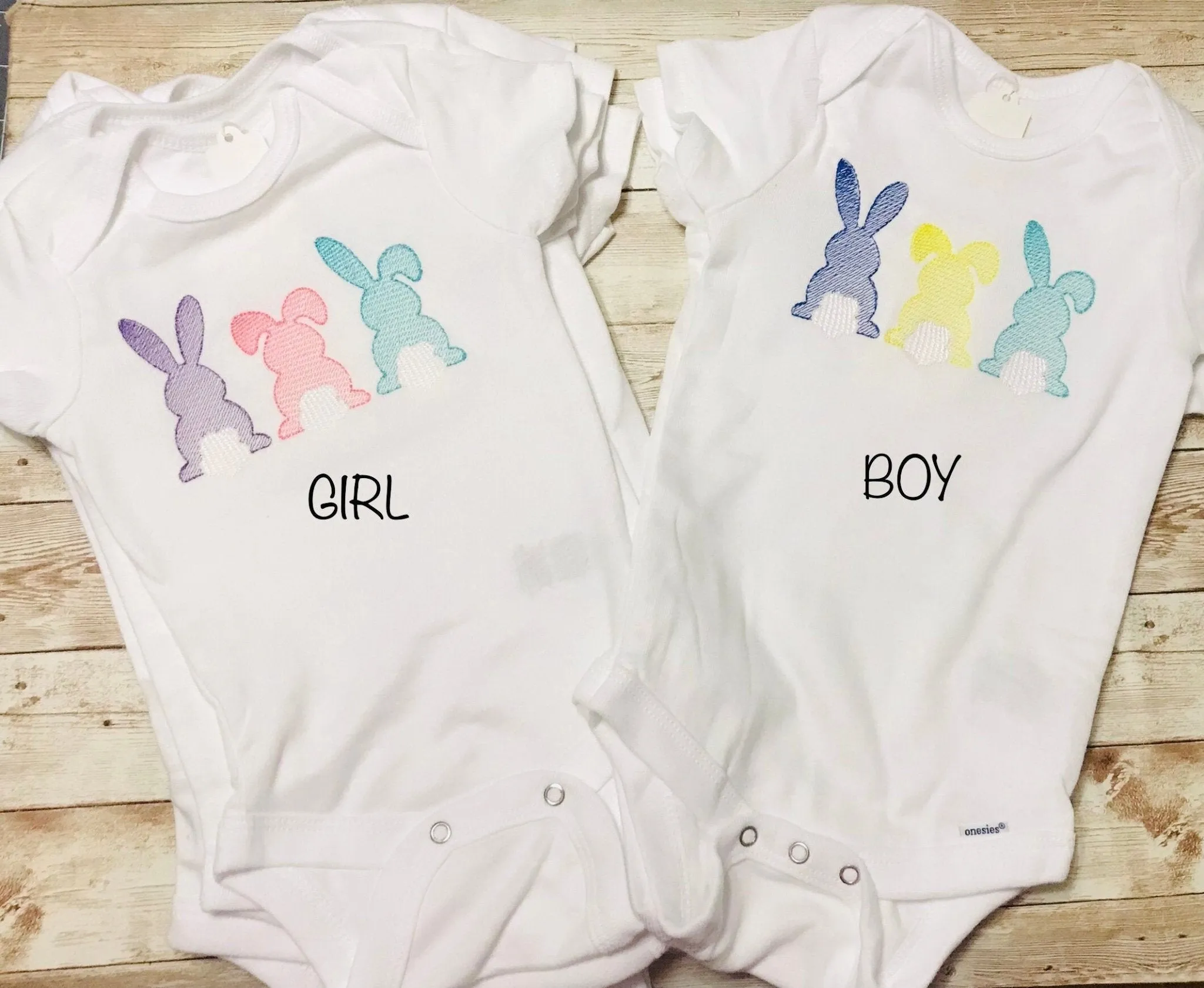 Personalized Name Easter Bunny Baby Girl Boy Infant Bodysuit Onesie