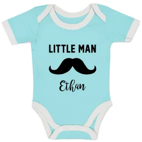 Personalized Organic Baby Bodysuit - Little Man (Aqua / Short Sleeve)