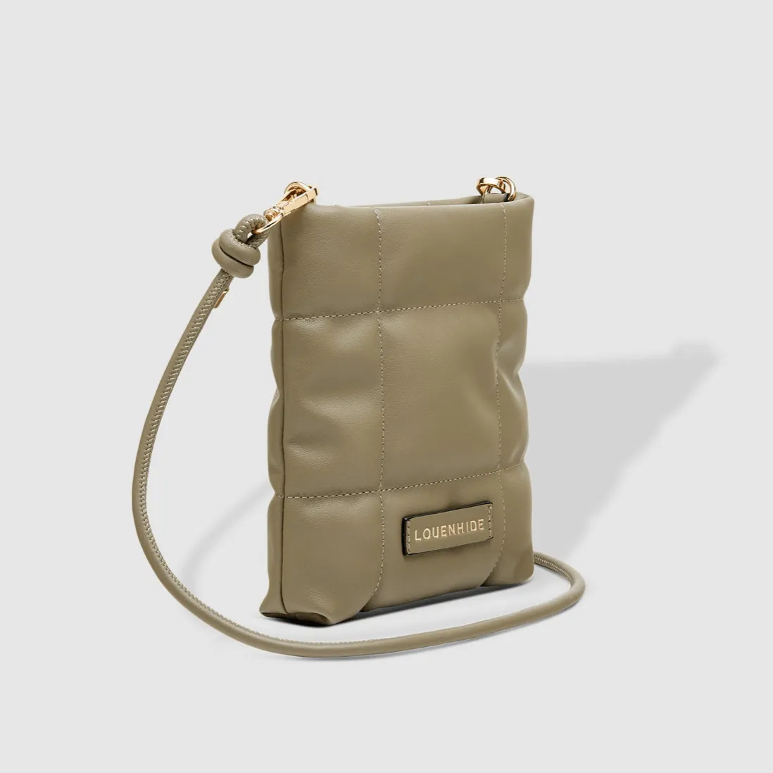 Phoebe Puffer Phone Crossbody Bag | Khaki