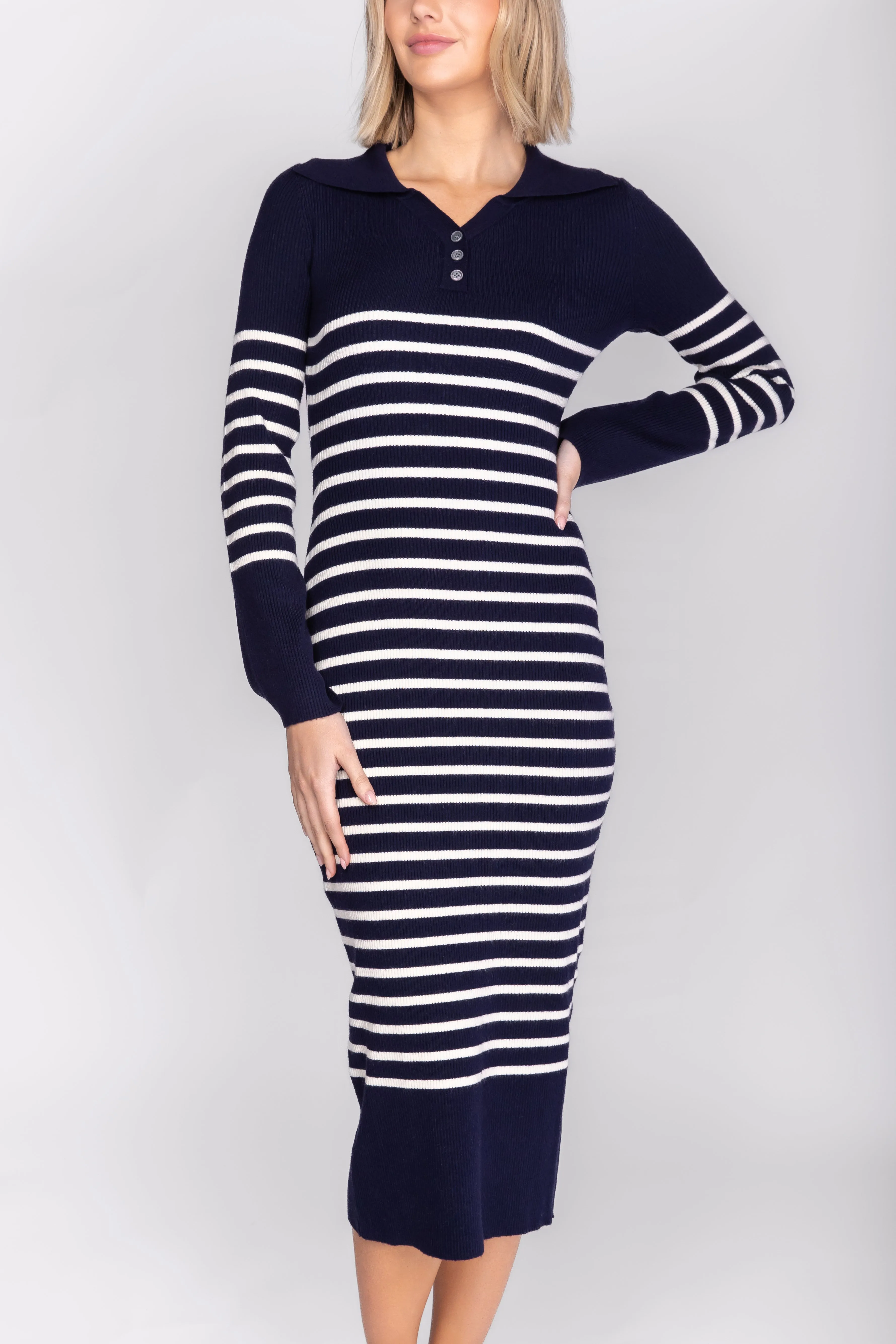 Phoenix Dress (Navy Striped)