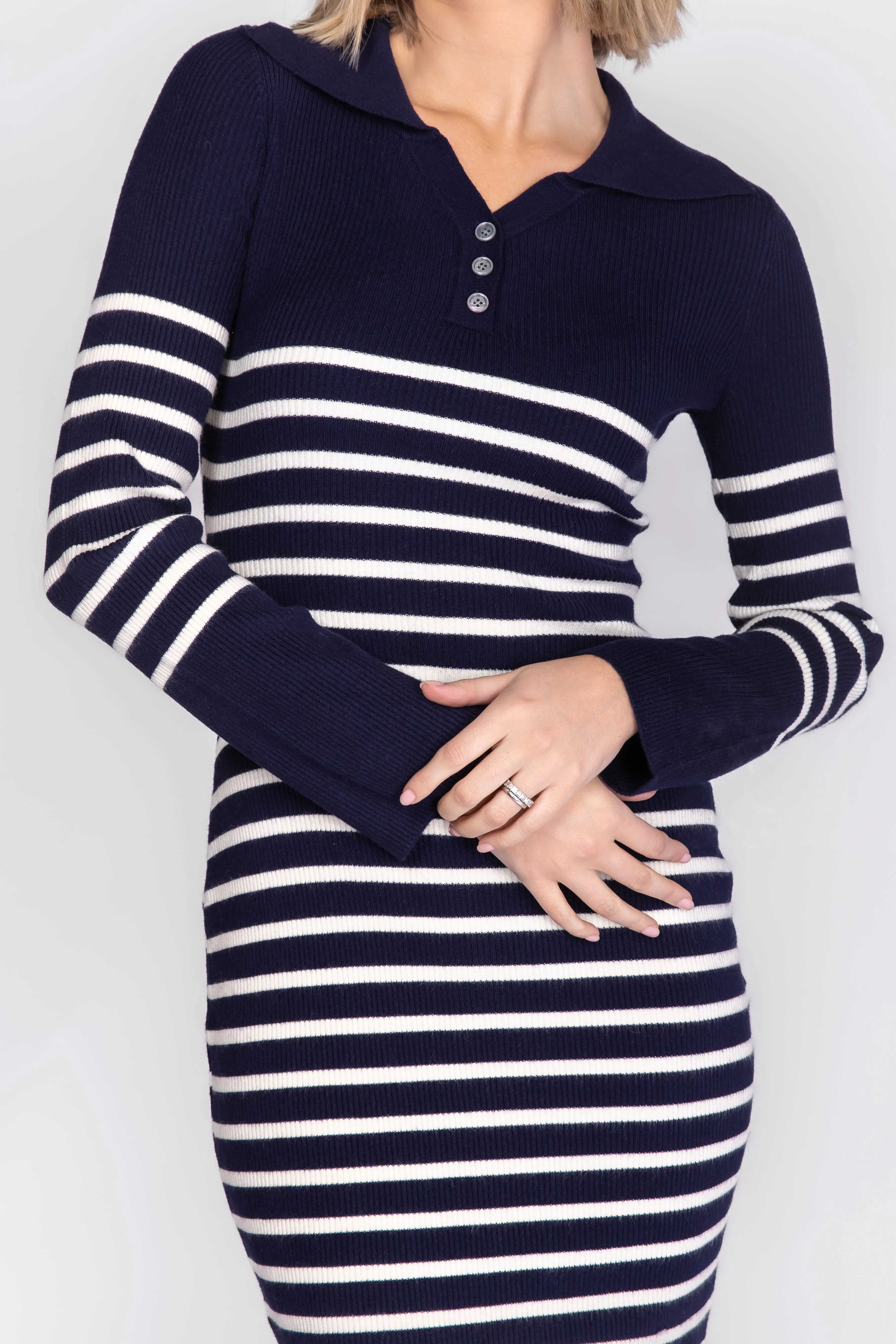 Phoenix Dress (Navy Striped)