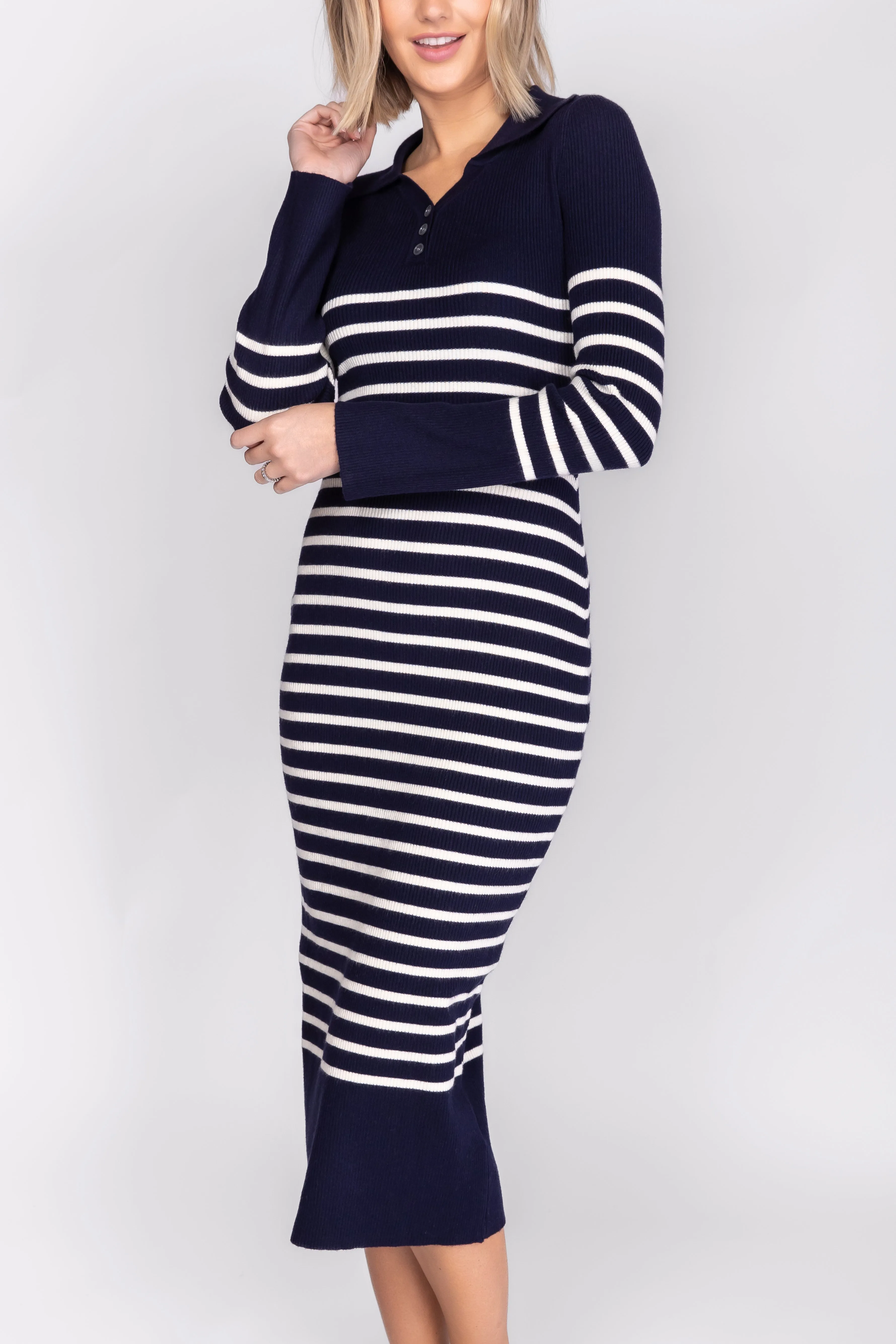 Phoenix Dress (Navy Striped)