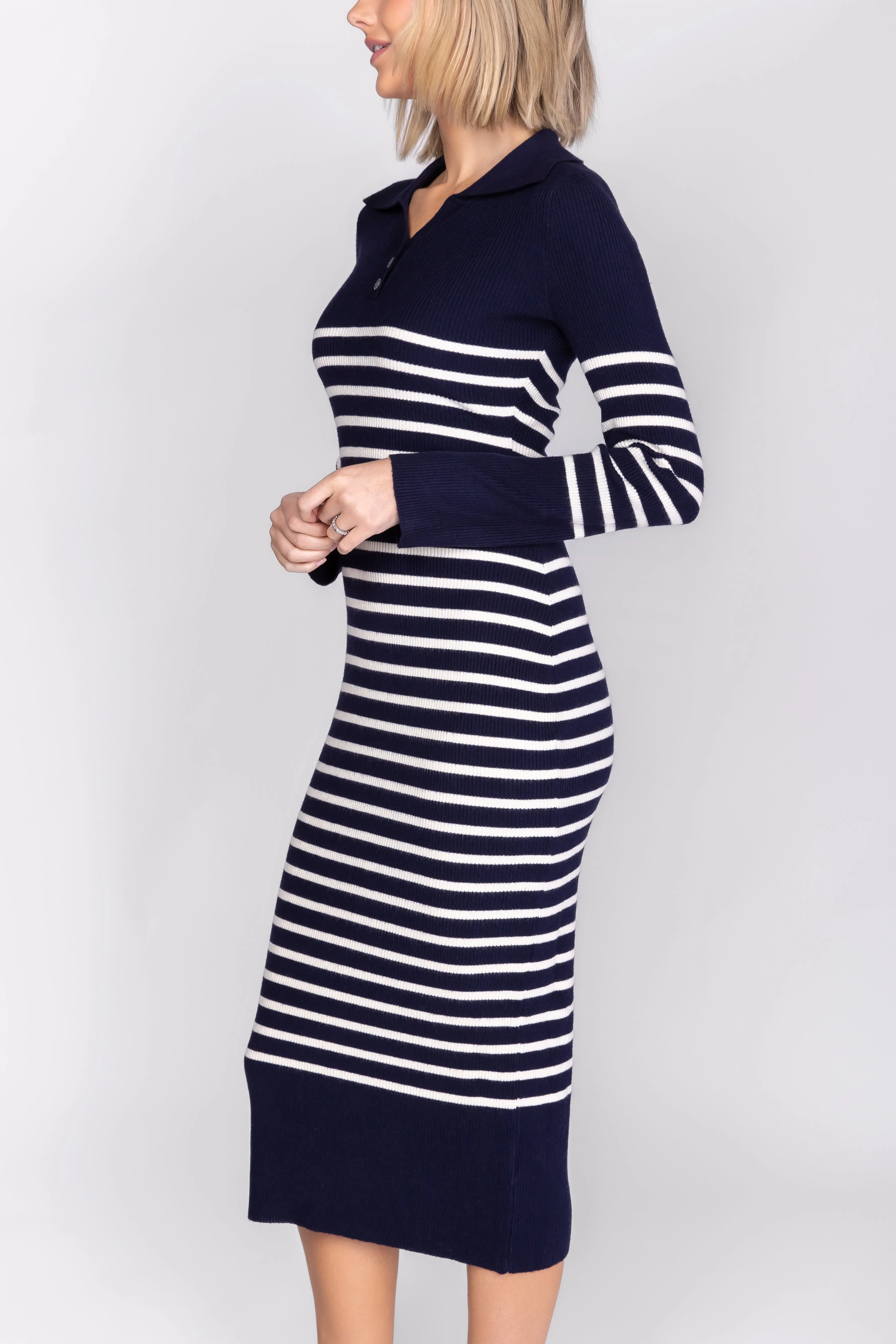 Phoenix Dress (Navy Striped)