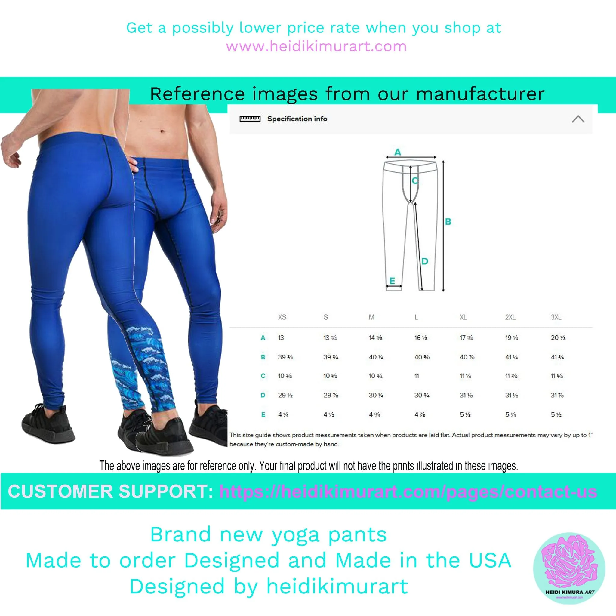 Pink Blue Wavy Men's Leggings, Wavy Curves Men Compression Tights-Made in USA/EU/MX