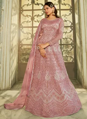 Pink Embroidery Slit Style Wedding Anarkali Suit