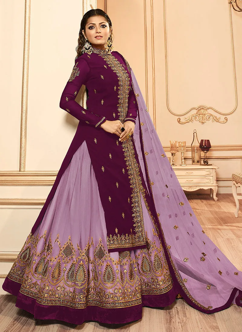 Plum And Purple Wedding Lehenga Suit