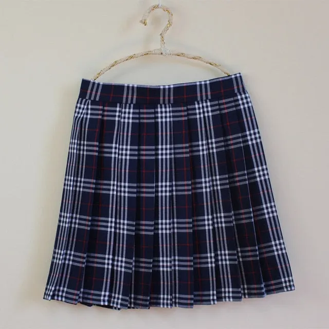 Plus Size Harajuku Kawaii Fashion Pastel Plaid Pleated Tennis Skirt (13 Colors)