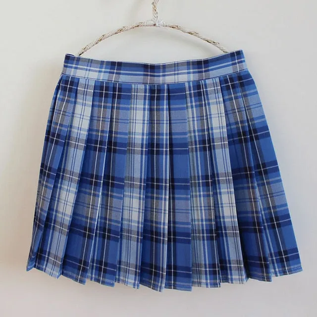 Plus Size Harajuku Kawaii Fashion Pastel Plaid Pleated Tennis Skirt (13 Colors)