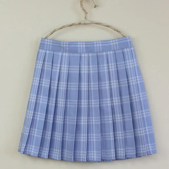 Plus Size Harajuku Kawaii Fashion Pastel Plaid Pleated Tennis Skirt (13 Colors)