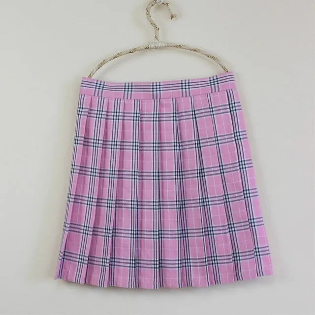 Plus Size Harajuku Kawaii Fashion Pastel Plaid Pleated Tennis Skirt (13 Colors)