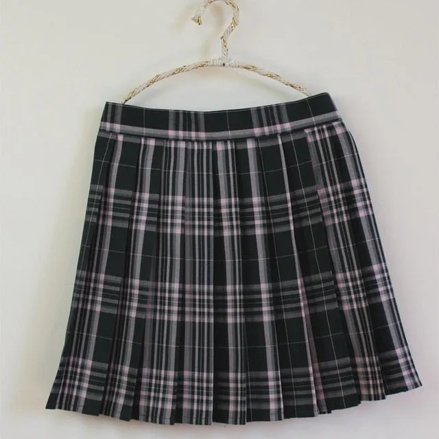 Plus Size Harajuku Kawaii Fashion Pastel Plaid Pleated Tennis Skirt (13 Colors)