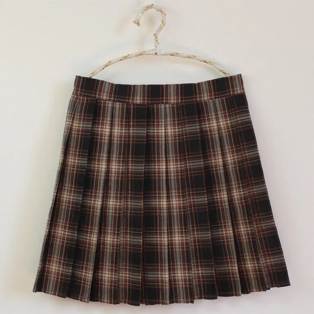 Plus Size Harajuku Kawaii Fashion Pastel Plaid Pleated Tennis Skirt (13 Colors)