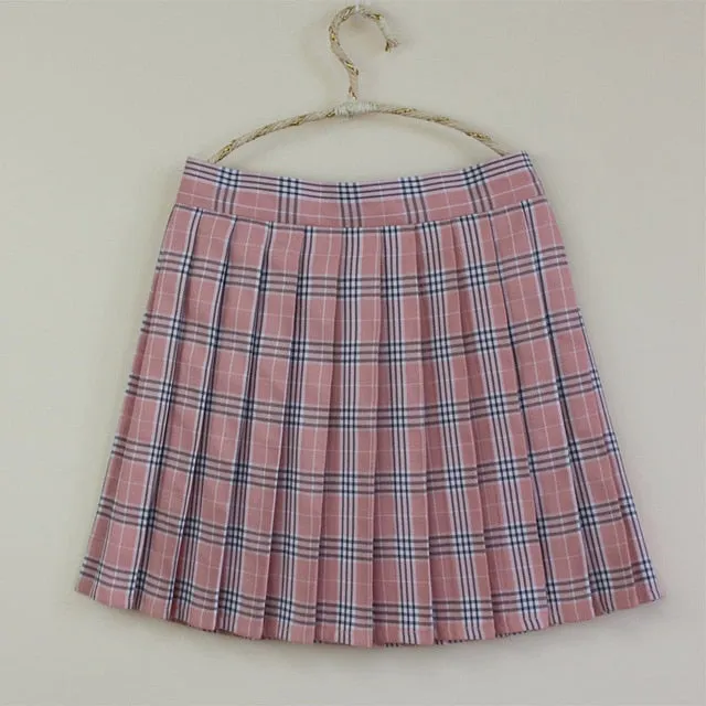 Plus Size Harajuku Kawaii Fashion Pastel Plaid Pleated Tennis Skirt (13 Colors)