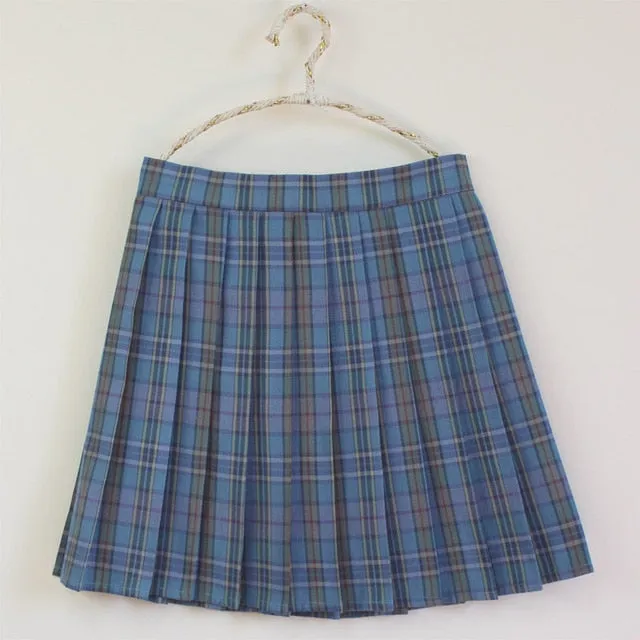 Plus Size Harajuku Kawaii Fashion Pastel Plaid Pleated Tennis Skirt (13 Colors)