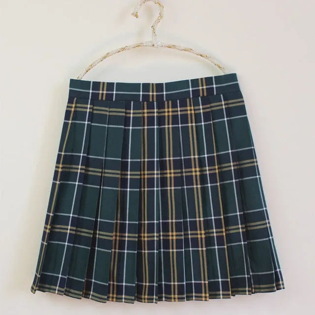 Plus Size Harajuku Kawaii Fashion Pastel Plaid Pleated Tennis Skirt (13 Colors)