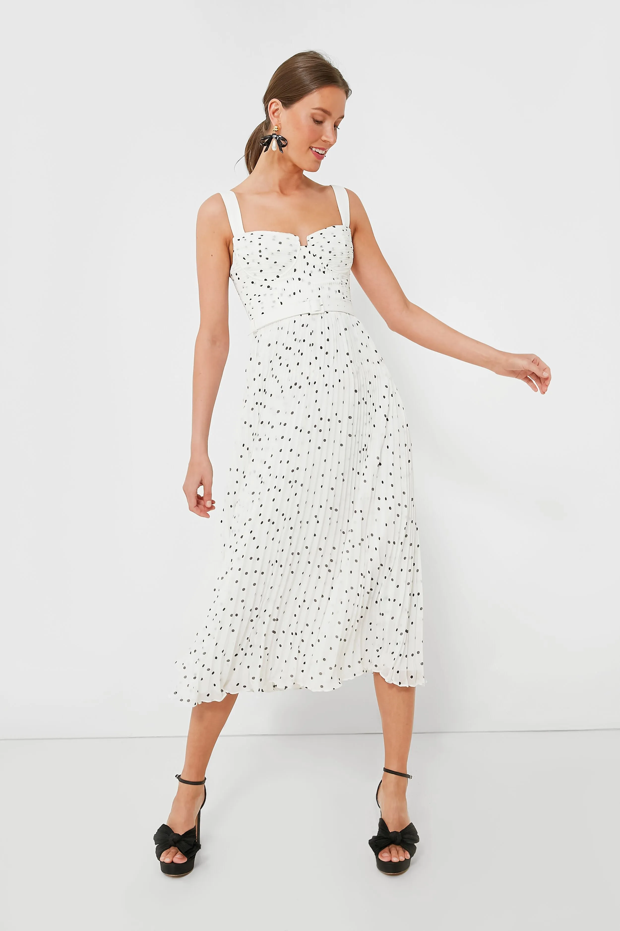 Polka Dot Chiffon Midi Dress