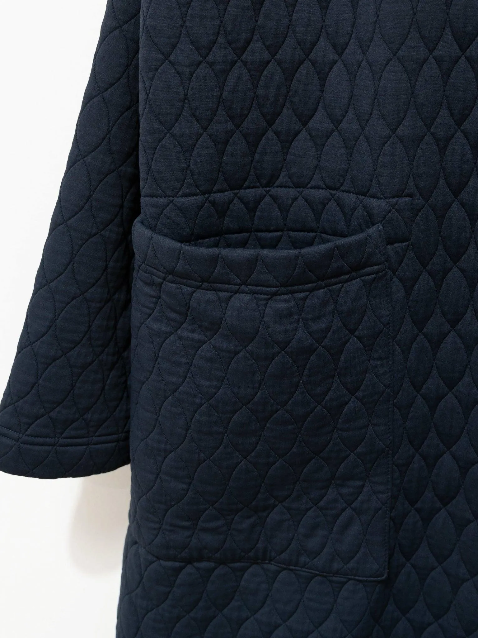 Poly Quilt Jacquard Jersey Easy Cardigan Coat - Navy