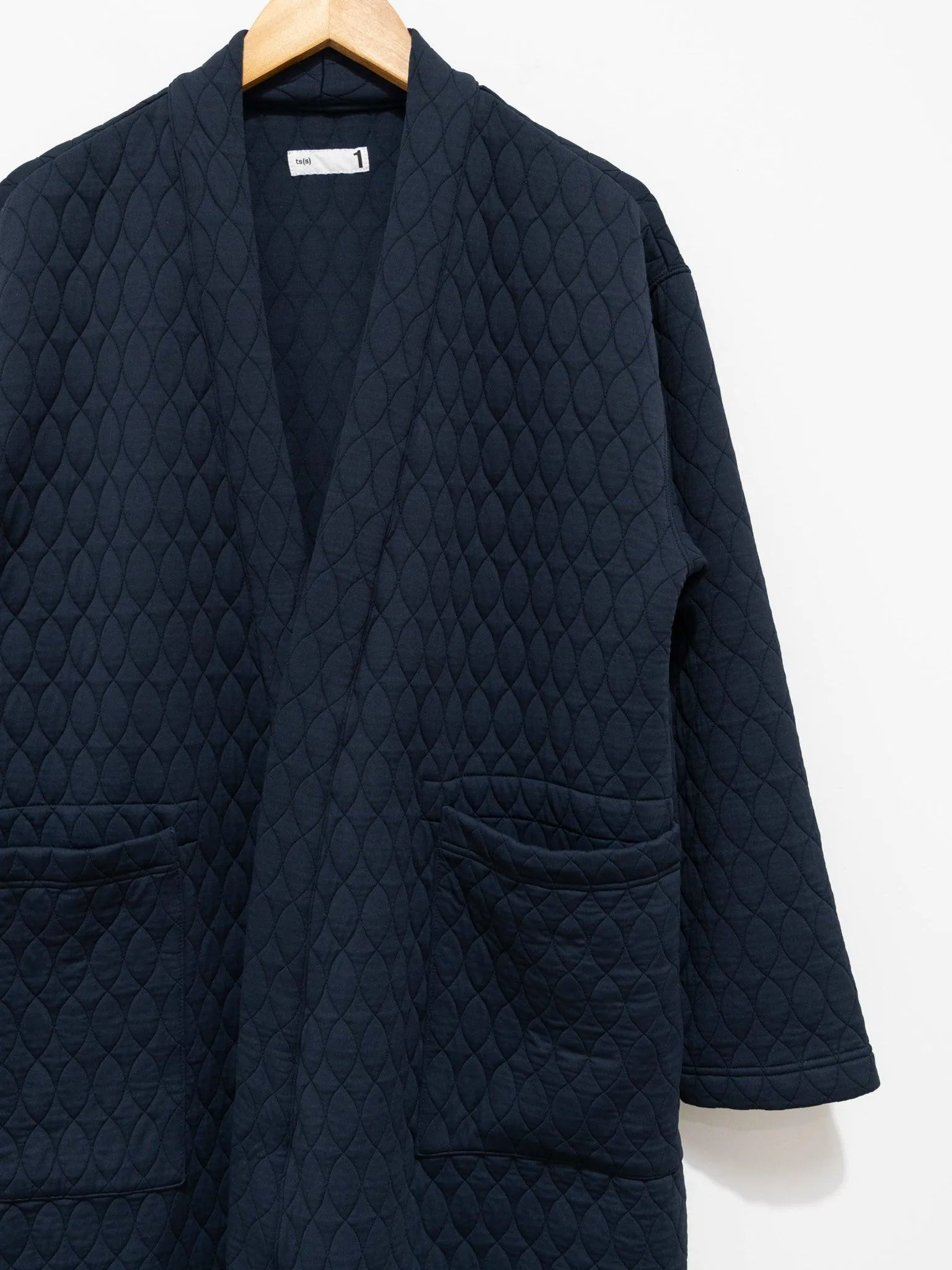 Poly Quilt Jacquard Jersey Easy Cardigan Coat - Navy