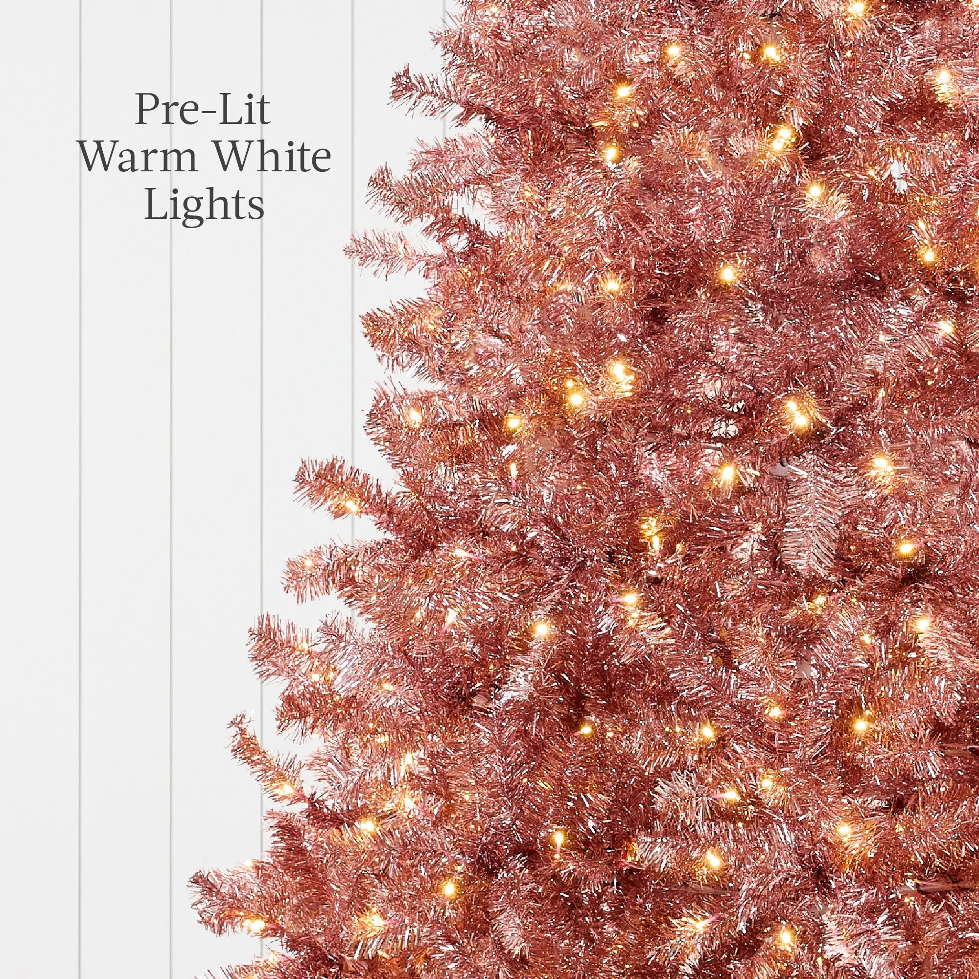 Prelit Pink Artificial Tinsel Christmas Tree w/ Foldable Stand