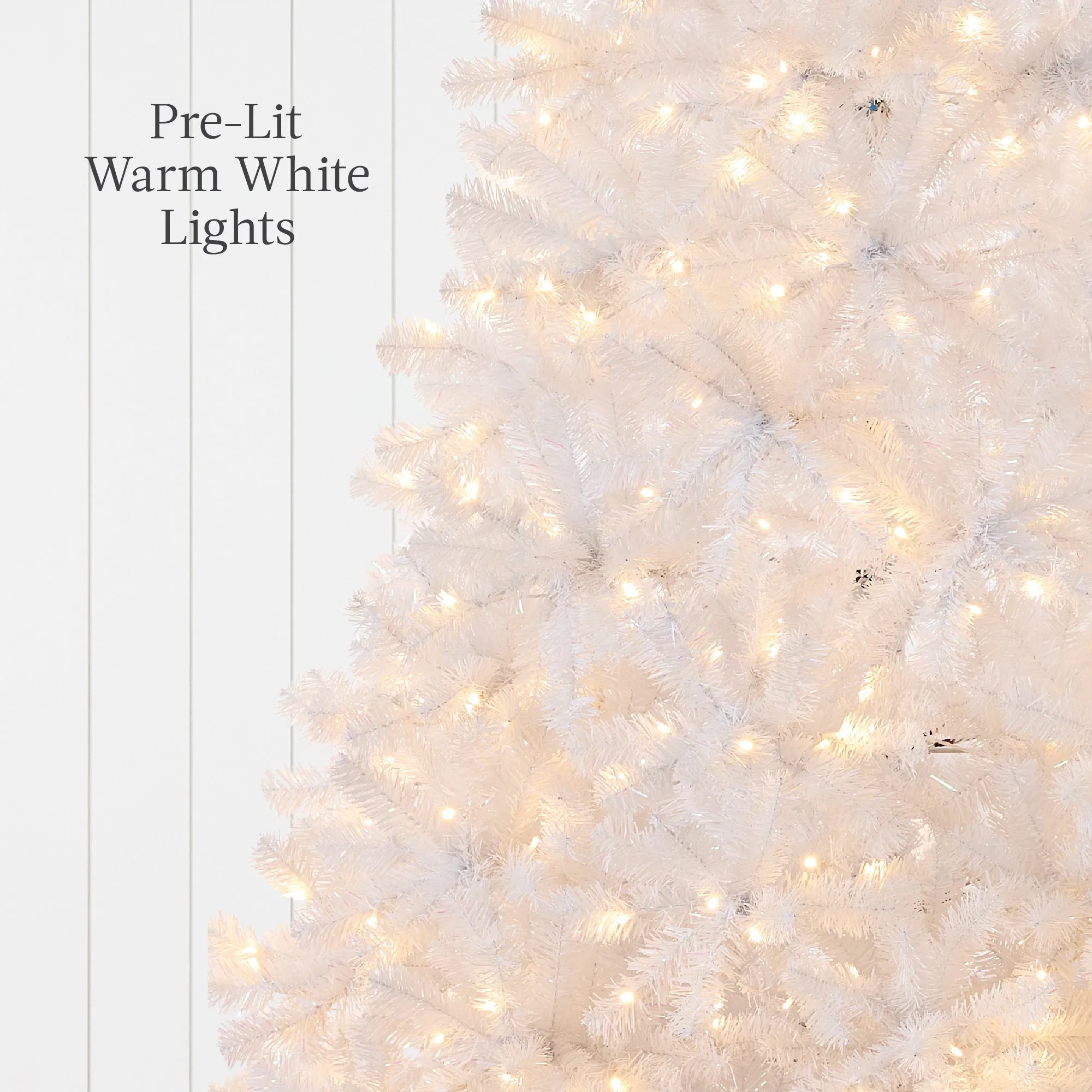 Prelit White Artificial Tinsel Christmas Tree w/ Foldable Stand