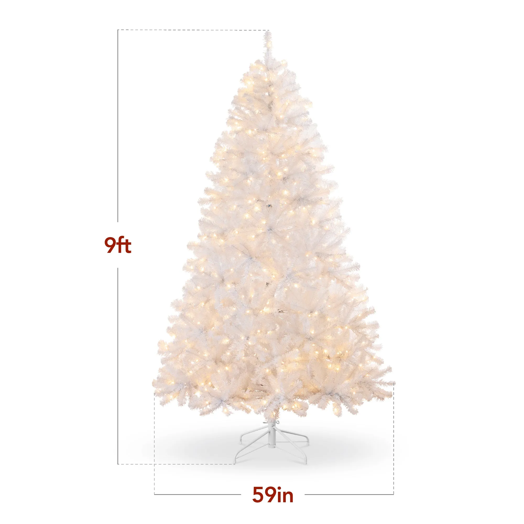 Prelit White Artificial Tinsel Christmas Tree w/ Foldable Stand