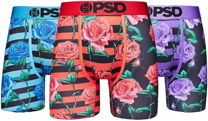 PSD Men's Spliced Roses 3-Pack Boxer Briefs