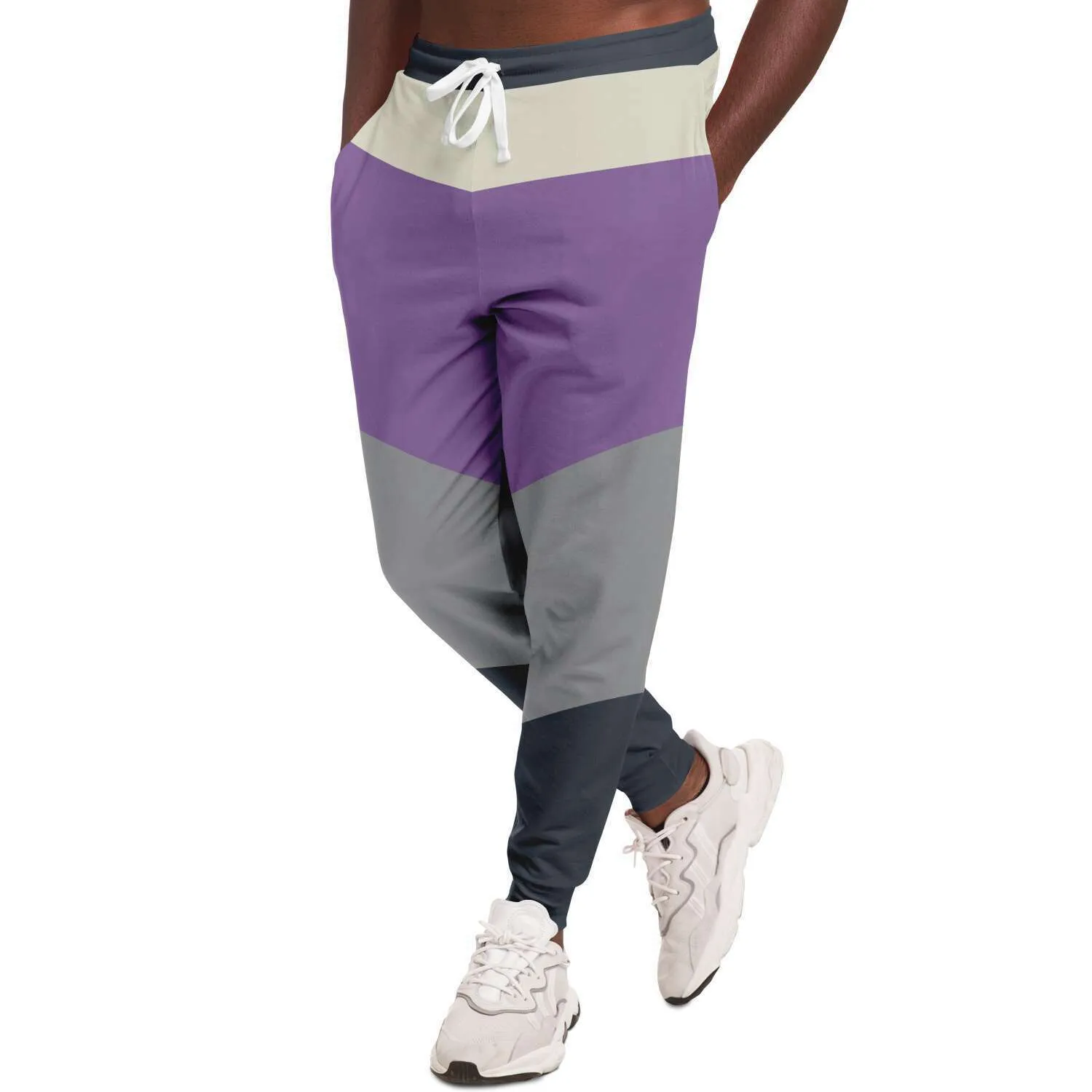 Purple Charcoal Gray Unisex Fleece Joggers