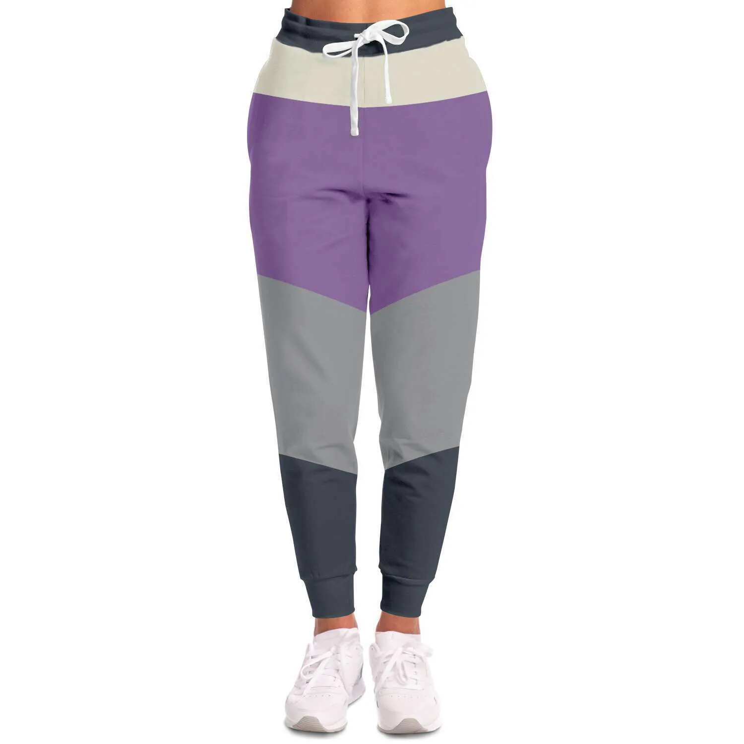 Purple Charcoal Gray Unisex Fleece Joggers