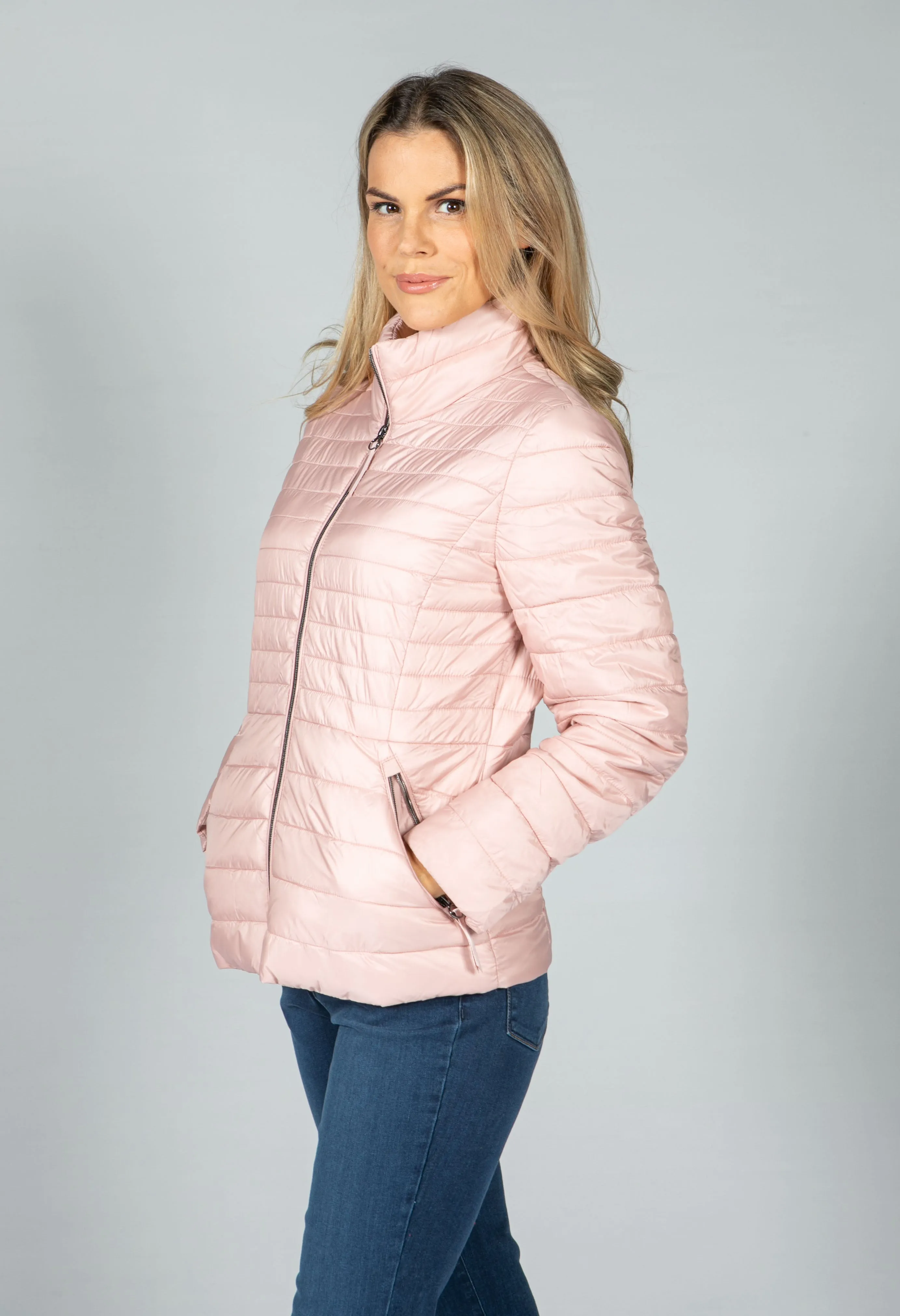 QUILTED COAT IN ROSE