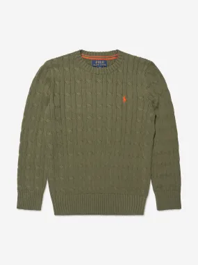 Ralph Lauren Boys Cable Knit Sweater in Green