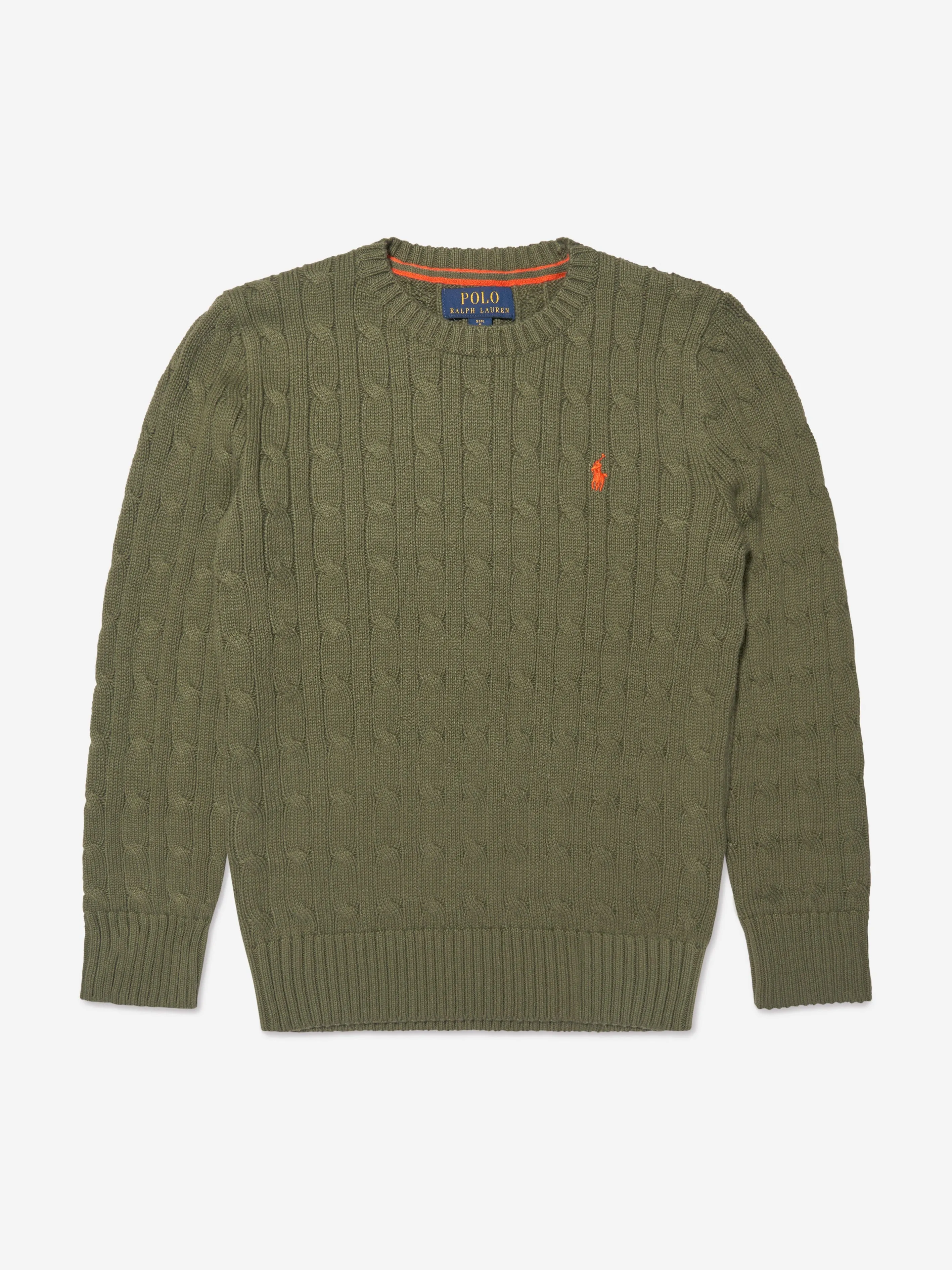 Ralph Lauren Boys Cable Knit Sweater in Green