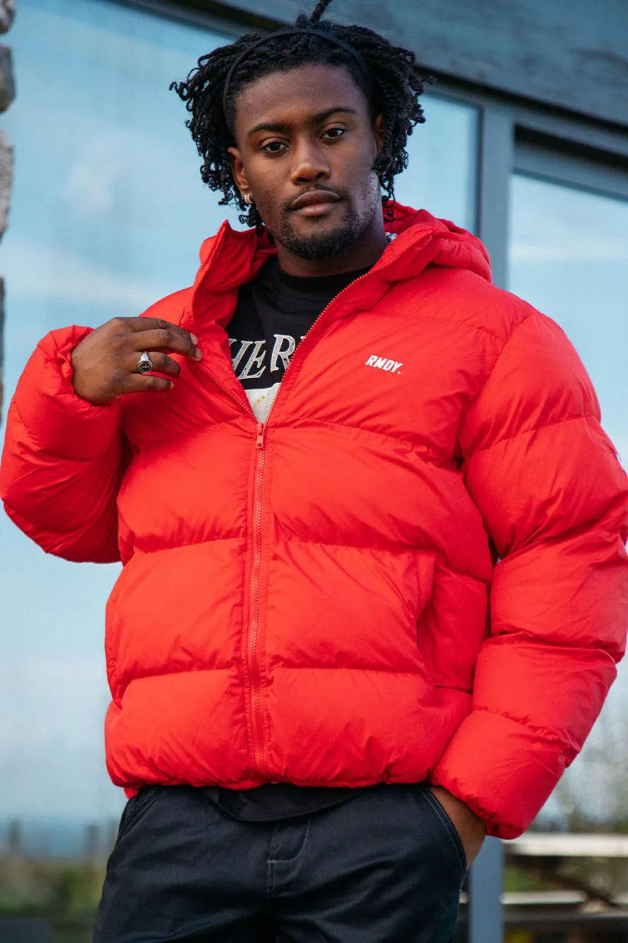 Red Hooded Puffer Jacket