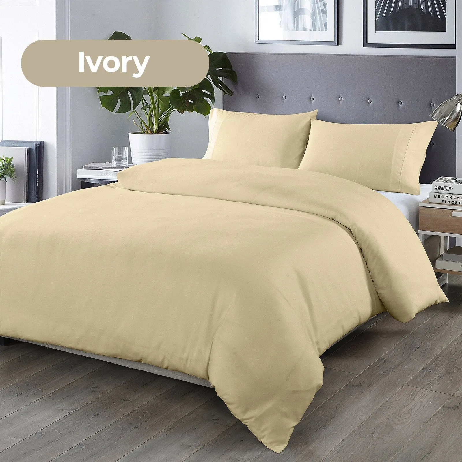 Royal Comfort Bamboo Blended Quilt Cover Set 1000TC Ultra Soft Luxury Bedding Double Ivory