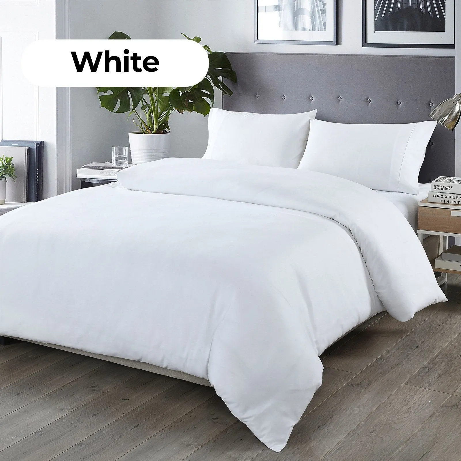 Royal Comfort Bamboo Blended Quilt Cover Set 1000TC Ultra Soft Luxury Bedding Double White