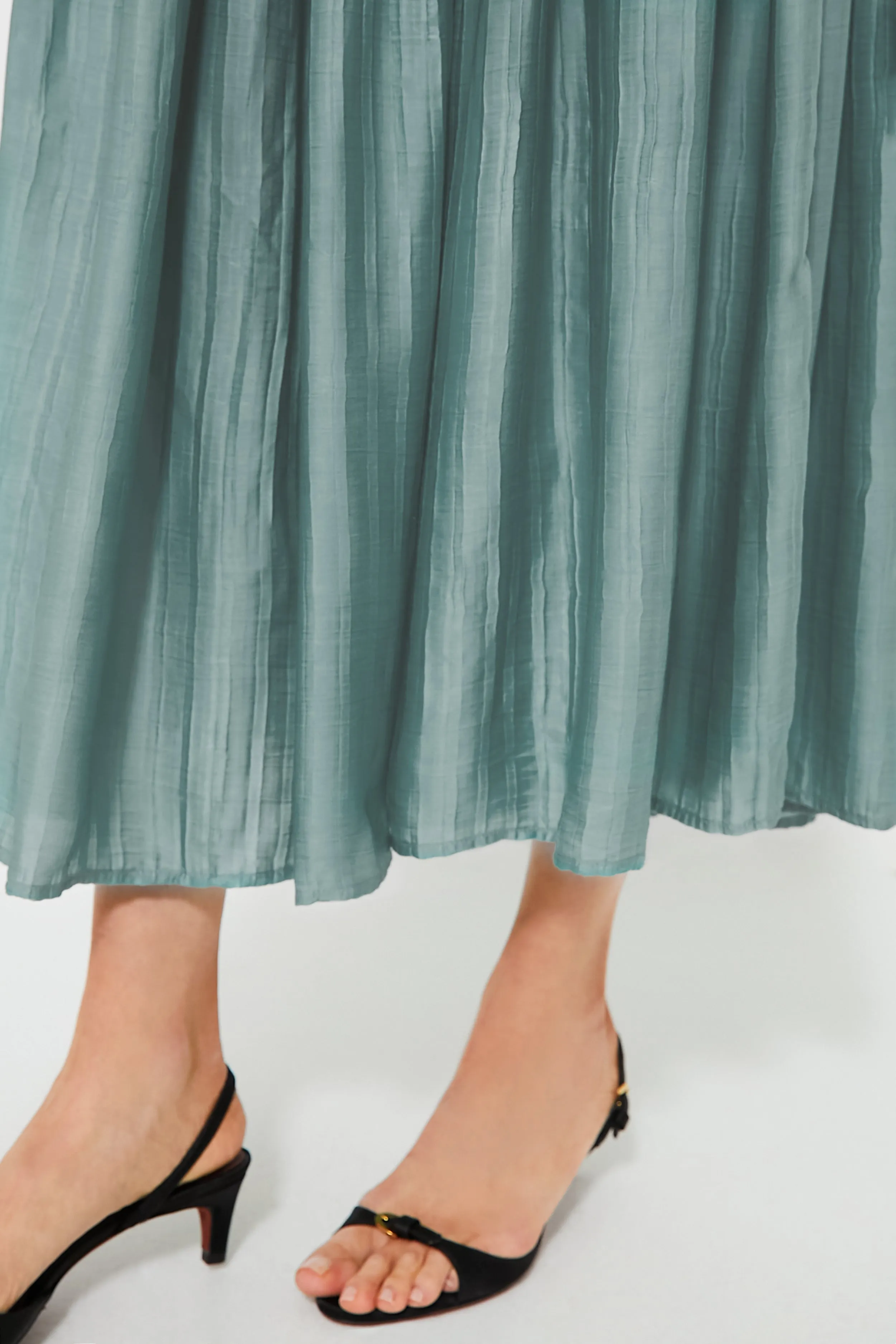 Sage Risa Ramie Flutter Sleeve Dress