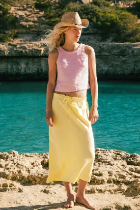 SANTANYI Midi Skirt - lemon sorbet linen