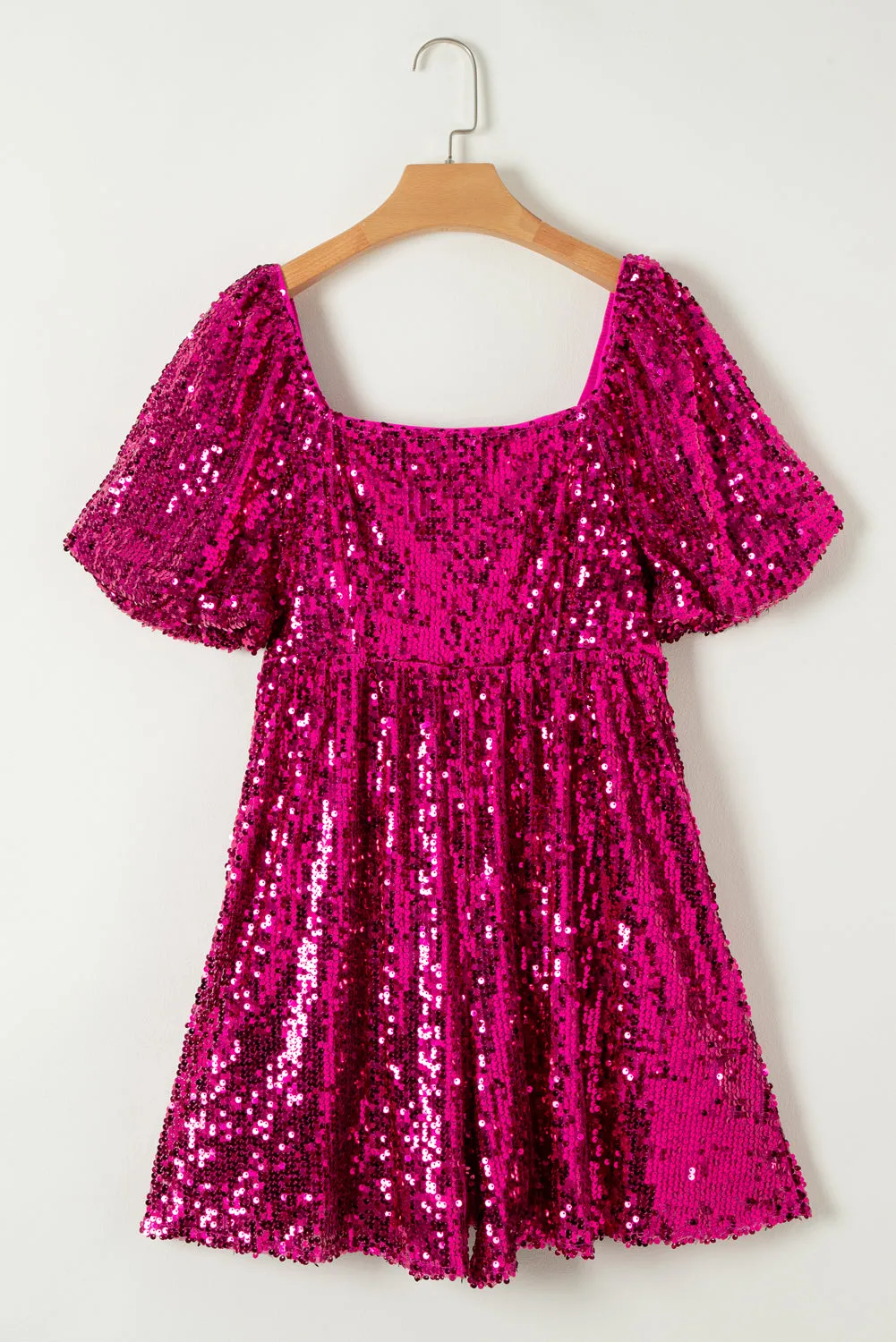 Sequin Puff Sleeve Babydoll Romper